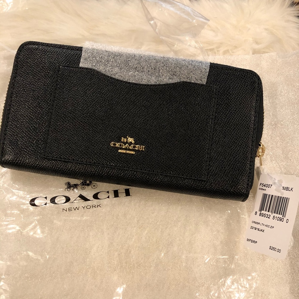 Coach Crossgrain Leather Accordion Zip Wallet NWT